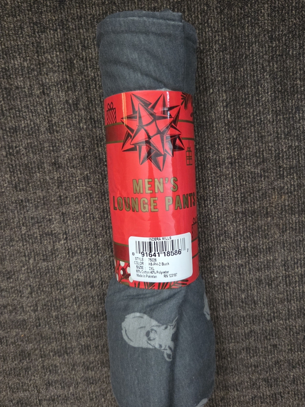 Men's Grey Relaxed Lounge Pants - Deer Heads 2XL
